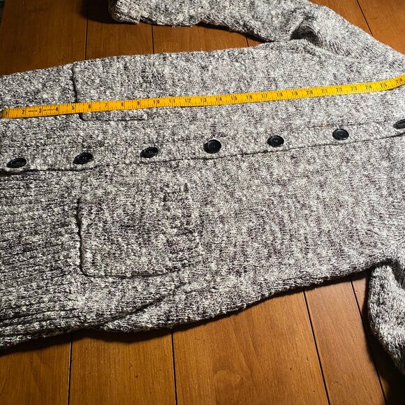 Womens Caslon Long Heathered gray Collared Sweater Pockets Blk Buttons Sz Large - Picture 12 of 14
